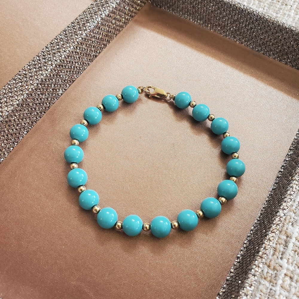 Vintage 14k Turquoise Beaded Bracelet